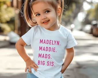 Camiseta con apodo personalizado para niñas, camisetas personalizadas, camisetas para niños pequeños y jóvenes (P83904)
