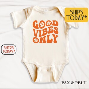 Cute Baby Bodysuit, Good Vibes Only Graphic Tee, Groovy Retro Infant Onesie® for Everyday Wear ( E49758 )