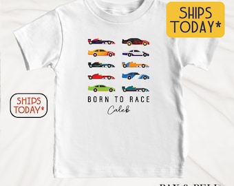 Personalized Race Car T-Shirt: Boys Graphic Tee ( V14970 )