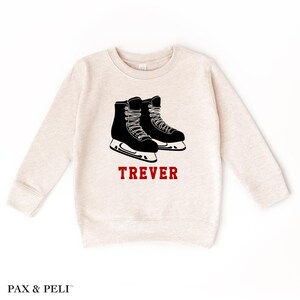 Personalized Kids Hockey Skates Sweatshirt: Custom Name Crewneck ( T12476 )