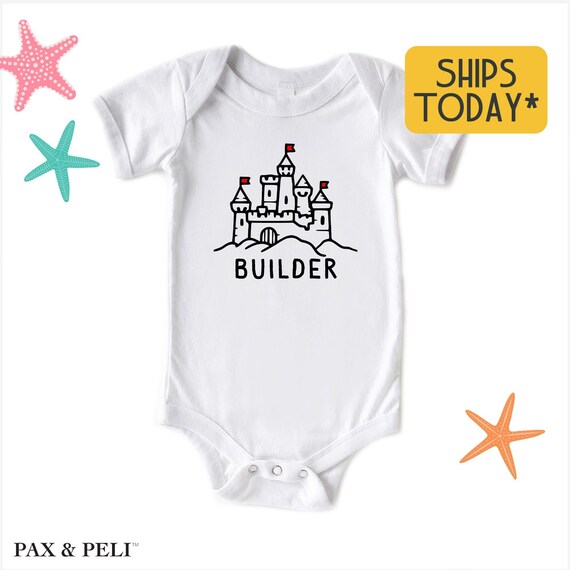 Sand Castle Builder Baby Onesie® Brand: Beach Day Outfit ( U13689 )