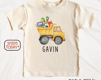 Personalized Back to School Dump Truck Shirt: Custom Name Outfit ( S11243 )