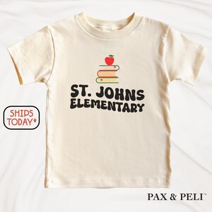 Personalized School Name Tee, Cute Back to School Shirt for Kids, Spirit Day Outfit ( S11419 )