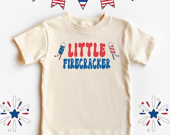 July 4th Shirt For Kids, Little Firecracker Graphic Tee, Firework Themed T-Shirt ( G18238 )