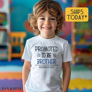 Big Brother T-Shirt for Toddlers, Promoted To Big Brother Graphic Tee, Custom Due Date Baby Reveal ( F57859 )