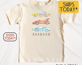 Watercolor Race Car T-Shirt: Custom Name Boys Tee ( V15057 )