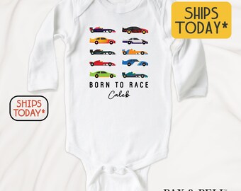 Race Car Onesie® Brand: Born To Race, Custom Baby Bodysuit ( V14970 )