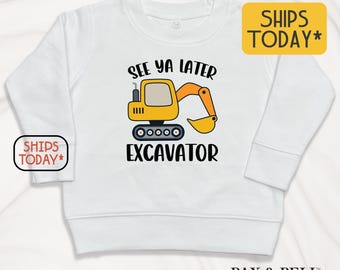 Funny Excavator Sweatshirt: Kids Construction Crewneck Pullover  ( V15066 )