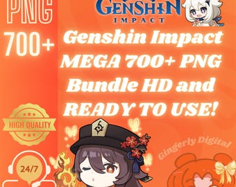 Genshin Impact Inspired PNG BUNDLE MEGA 700+ Chibi Stickers Emotes Chat Emojis Transparent Cute Clipart Printable Art Icon Digital Download