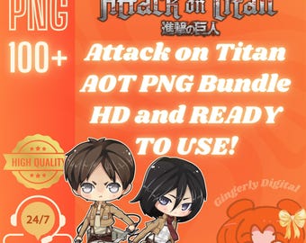 Attack on Titan Inspired PNG BUNDLE 100+ Shingeki no Kyojin AOT Chibi Levi Eren Mikasa Armin Transparent Stickers Printable Anime Clipart Hd