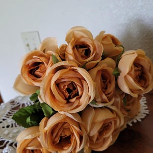 Artificial  Peach cabbage rose bouquet to use as a bouquet or cut up for flower arrangements and wreaths.