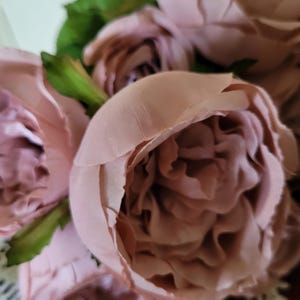 Artificial Mauve cabbage rose bouquet to use as a bouquet or cut up for flower arrangements and wreaths.