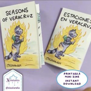 Estaciones en Veracruz, Mexico, Mini Zine Imprimible JPG, tamaño Carta US, en Inglés y Español