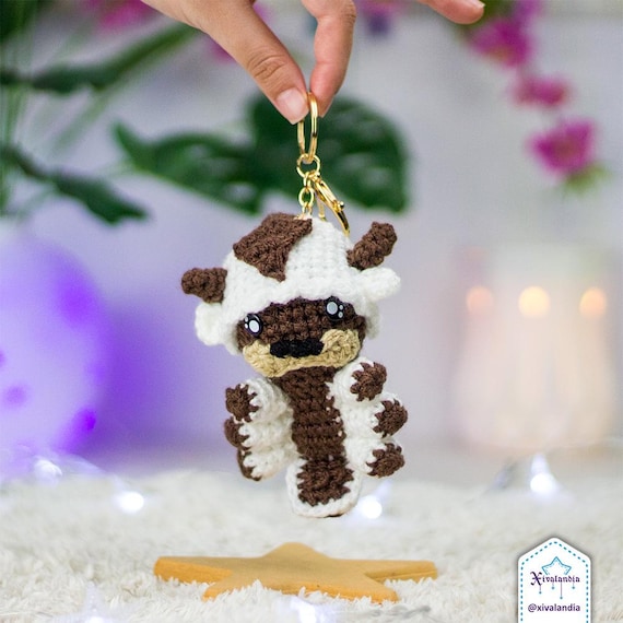 Crochet Appa Plush Keychain Appa Sky Bison Plushy Keychain In/12cm