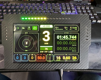 6.8” SimHub-Compatible Digital Dash with 5/16/5-LED RPM/Status Bar + Ball Mount System