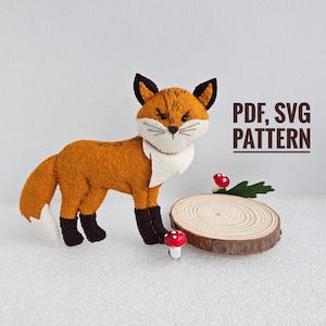 Modello in feltro a forma di volpe, modello PDF SVG per animali del bosco, tutorial di cucito a forma di volpe