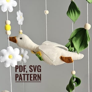 Goose sewing pattern, Felt goose PDF SVG pattern, Farm animals ornament DIY plush,  bird sewing tutorial