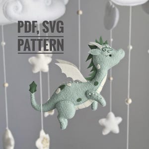 Dragon felt pattern, Dragon pattern PDF SVG, Anime ornament DIY plush, Fantasy dragon sewing tutorial