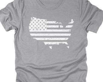 Patriotisk t-shirt, t-shirt med grafisk design från USA:s flagga, American Pride-tröja, patriotisk unisextröja, t-shirt med amerikansk flagga