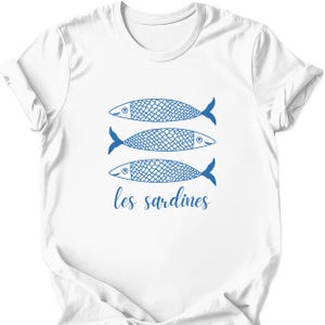 Les Sardines Tee, Coastal Vibes Shirt, Summer T-Shirt, Sardine Shirt, Tinned Fish French Shirt, Ocean Inspired Attire