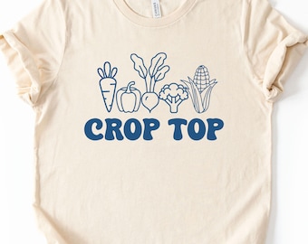 Vegetable Graphic Crop Top: Garden Lover's Eco-Friendly Tee
