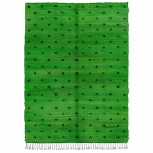 Moroccan Rug, Green Moroccan Rug, Green Boujaad Rug, Green Beni Mrirt Rug, Orange Custom Rug, Area Rug, Moroccan Living Room Rug, Moss Rug
