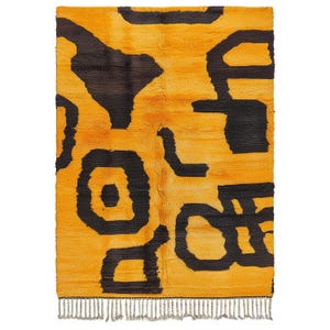 Orange Moroccan Beni Mrirt Rug, Handmade Rug, Berber Carpet, Rug For Living Room, Luxurious Plush Pile Rug, Authentic Wool Rug