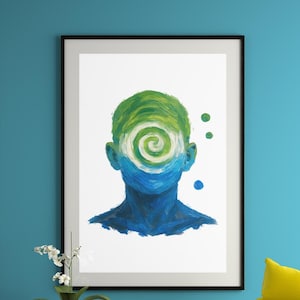 Gay Pride Abstract Portrait – Blue Green LGBTQ Digital Art – Queer Wall Art Print – Modern Identity Decor – Instant Download