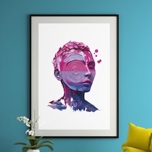 Bisexual Pride Abstract Portrait: LGBTQ+ Digital Wall Art (PNG Downloadable File)