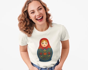 Matroschka T-Shirt | Russische Nesting Doll Tee, Volkskunst Blumenmuster