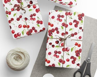 Cherry Print Gift Wrap Papers - Holiday, Birthday, Wedding Wrapping Paper