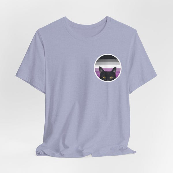 Camiseta Orgullo Asexual: Camiseta con Gráfico de Gato Aroace, Ecológica