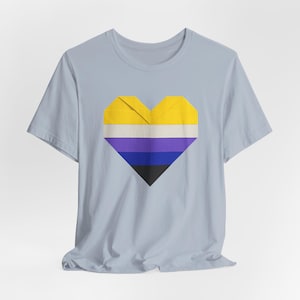 Origami Heart Non-Binary Pride T-Shirt: LGBTQ Unisex Cotton Tee