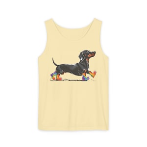 Dachshund LGBTQA+ Tank Top, Pride Unisex Shirt, Colorful Comfort Tee, Fun Rainbow Sleeveless Top, Pride Parade Apparel