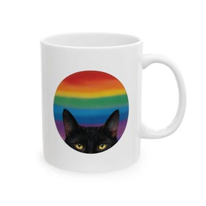 Rainbow Cat Ceramic Mug: LGBTQ+ Pride Gift