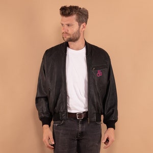 Blouson aviateur en cuir FC Bayern, Blouson en cuir taille M pour homme, Blouson en cuir rétro, Blouson aviateur rétro, Vêtements pour homme, Blouson en cuir noir