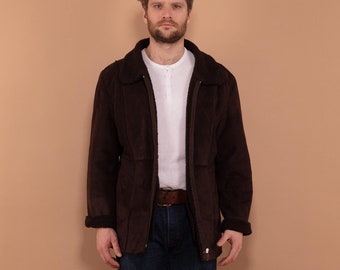 00's B-3 Style Sherpa Bomber Jacket, Size L Large, Faux Sheepskin Jacket, Aviator Flying Jacket, Military Style Jacket, BetaMenswear