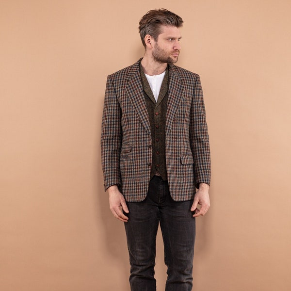 80's Plaid Tweed Blazer, Size S/M Men Classic Blazer, Plaid Wool Blazer, Wool Blazer Jacket, Spring Blazer, BetaMenswear, Retro Jacket