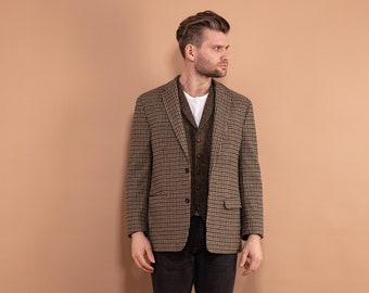 Cappotto sportivo vintage anni '90, taglia S piccola, blazer classico da uomo preppy, giacca in misto cashmere, blazer in lana morbida, cappotto primaverile, BetaMenswear