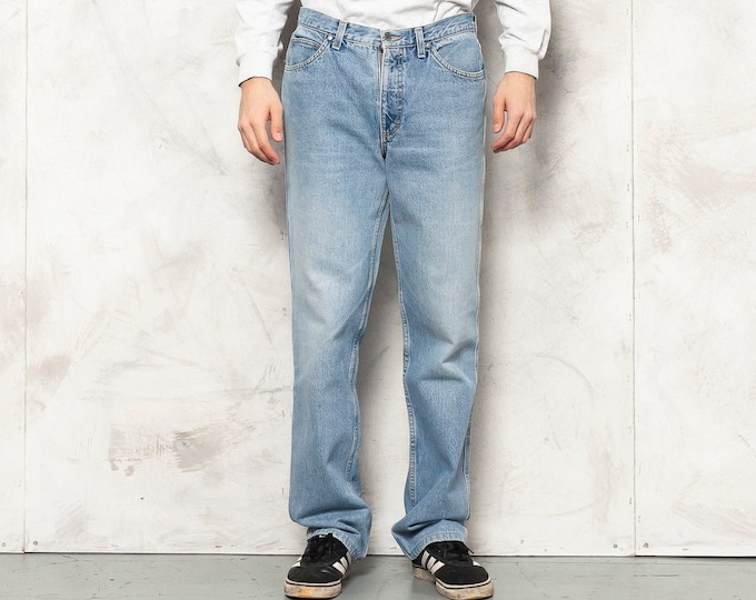 Denim Jeans Classic vintage 90s free fit men trousers light wash jeans straight man jeans y2k clothing gift for him man clothing size medium