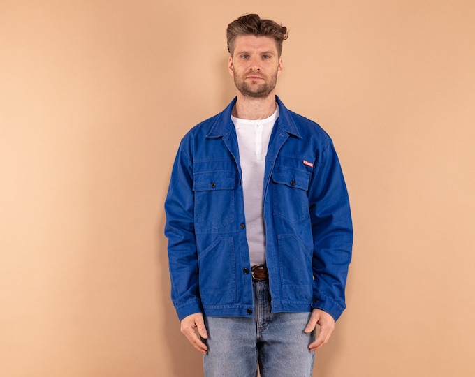 80s Mechanic Work Jacket, Size XL Workers Jacket, Vintage Workwear, Industrial Wear, Blue Collar Jacket, Workman Denim Jacket, Utility Wear