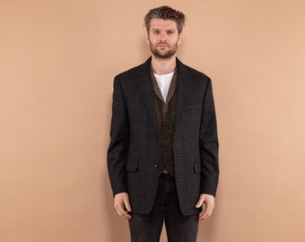 90er Jahre Wollmischung Blazer, Größe L Large, Preppy Männer Klassischer Blazer, Wollmischung Jacke, Vintage Wollblazer, Frühlingssakko, BetaMenswear