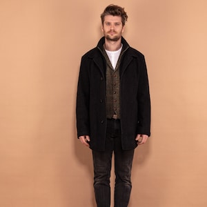 Hugo Boss Wool Coat 90s, Wool Coat In Gray Size L, Vintage Wool Coat, Spring Wool Coat, 90s Coat, Minimalist Coat, Men Vintage Outerwear