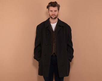 Wool Coat For Men, Parka Coat 80's, Size XL, Gray Winter Coat, Vintage Clothing, Button Up Coat, Oversized Coat, Mens Clothing, Minimalist