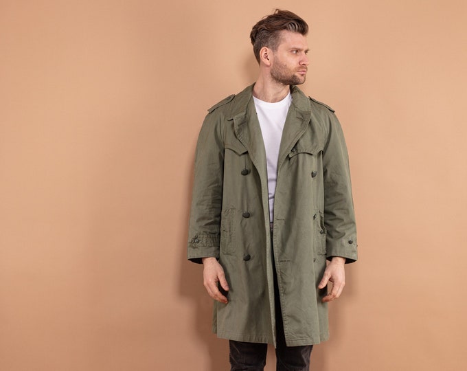 Military Green Coat, Size Large L, Vintage Trench Coat, Khaki Military Coat, Field Utility Coat, Workwear Coat, Mens Clothing, BetaMenswear