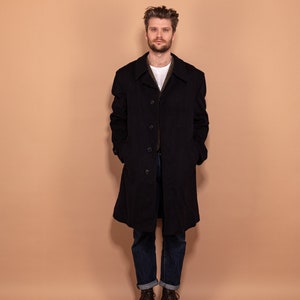 Loden Wool Overcoat 90&#39;s, Size L Large, Vintage Virgin Wool Winter Coat, Classic Navy Blue Coat, Mens Tyrolean Clothing, Made in Austria
