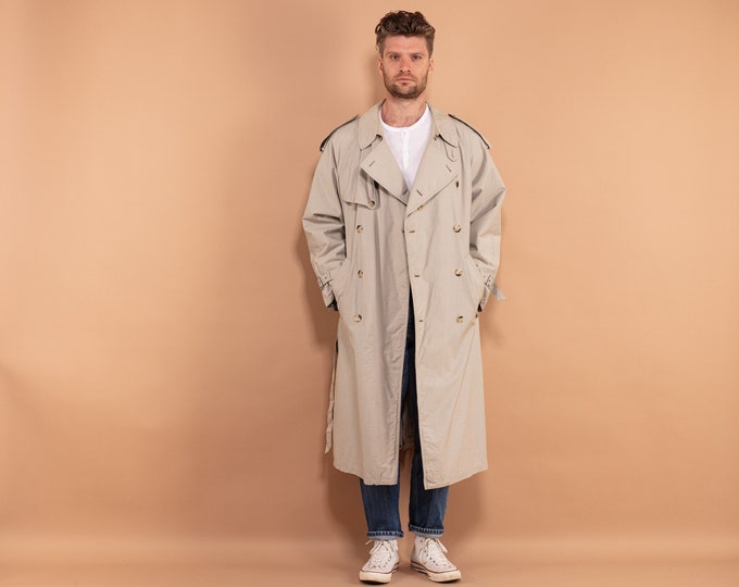 90's Oversized Trench Coat, Size XL Vintage Trench Coat, Double Breasted Coat, Office Coat, Men Clothing, Spring Coat, Minimalist Outerwear
