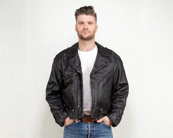 Biker Leather Jacket, Size Extra Large XL, Motorcycle Apparel, Retro Racing Jacket, Men's Biker Jacket, Motorcycle Jacket,90s Moto Outerwear