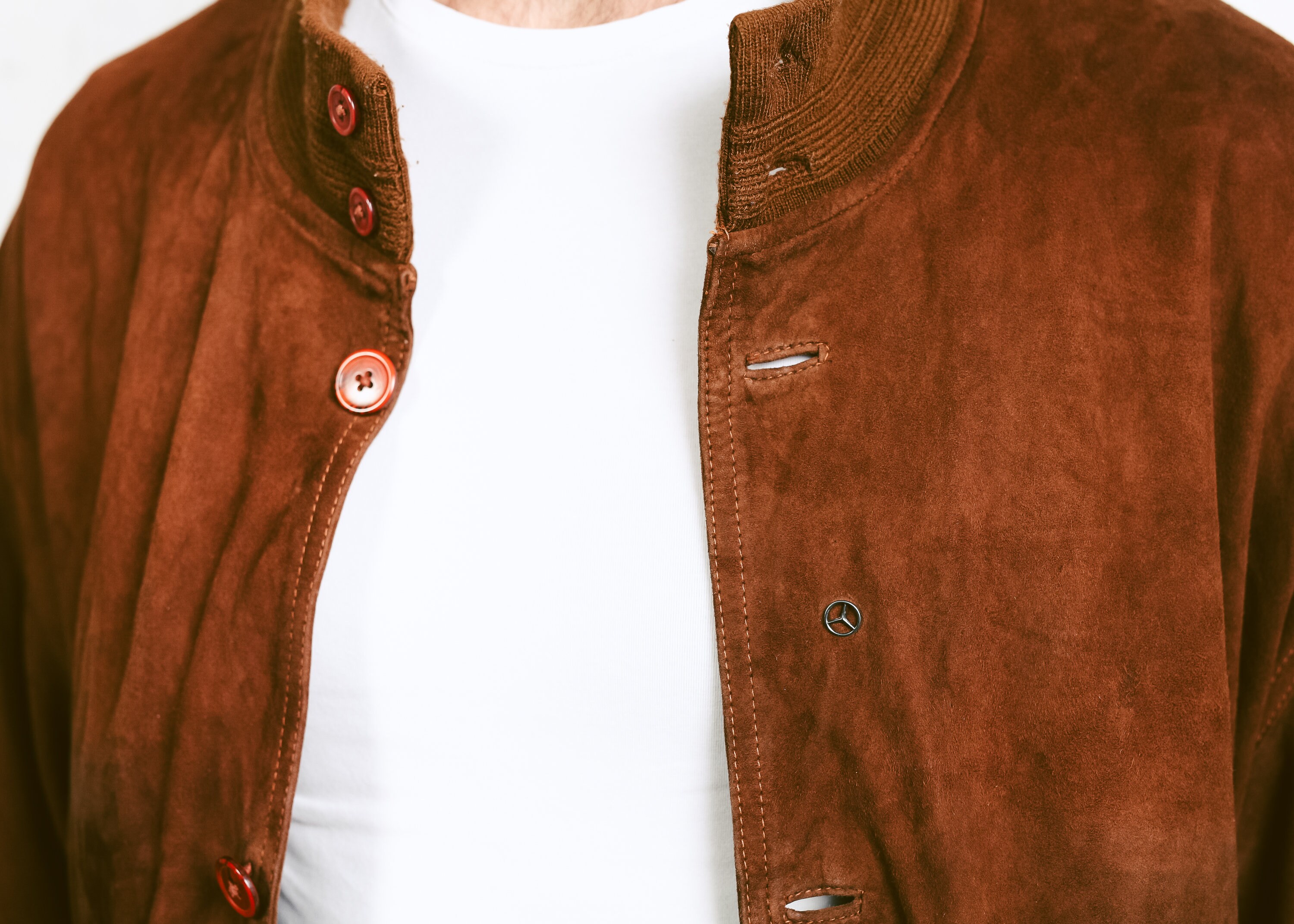 Suede Leather Bomber Jacket . Mens Button Down Brown Jacket 90s Grunge ...