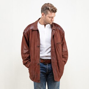 Suede Leather Jacket Brown Vintage 80s Lamb Leather Jacket Gift